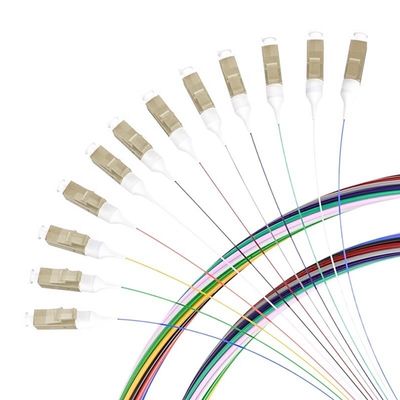 Beli Customized Lengths 12 Cores LC/APC Singlemode Fiber Optic Pigtail for FTTN Connection pembuatan online