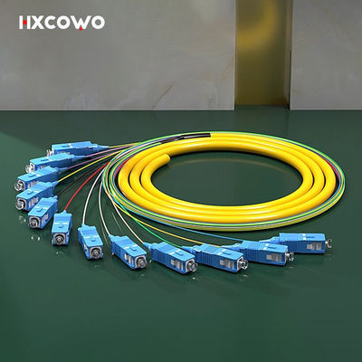 Beli 12 Core SC UPC APC LC FC ST E2000 SM MM OM2 OM3 OM4 Serat optik Pigtail Ribbon Patch Cord pembuatan online