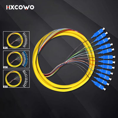 Beli HXCOWO FTTN Fiber Pigtails 12 Cores SC LC Pigtail ST FC UPC/APC MM 50/125 62.5/125 pembuatan online