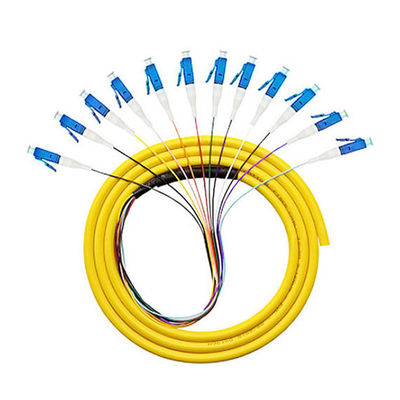 Beli 12 Core LC FTTH 0.9mm OM2 OM3 Fiber Optic Pigtail untuk Transmisi Sinyal Halus pembuatan online