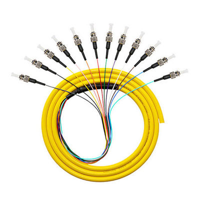Beli 12 Core 12F 9/125 0.9mm ST Single Mode FTTH Fiber Optic Pigtail Panjang gelombang 1310nm pembuatan online