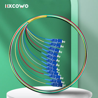 Beli FTTX HXCOWO 12 Warna Serat Optik Pigtail SC UPC Mode Tunggal G657A 0.9mm G652D pembuatan online