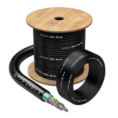 Beli Black G72B1.3 G652D 36B1.3 PE Outdoor Armored Fiber Optic Cable For Overhead Pipeline pembuatan online