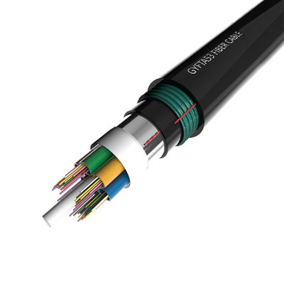 Beli GYFTA53 Kabel Serat Optik Berpakaian Lapisan Ganda dengan 2-288 Inti Desain Selang Tabung Lolos untuk Aplikasi Pemakaman Langsung pembuatan online