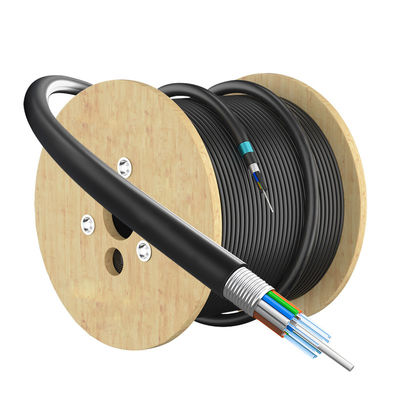 2-288 Core GYTA Outdoor Duct Coaxial Direct Burial Fiber Optic Cable untuk Komunikasi SM MM Jaket PE Hitam