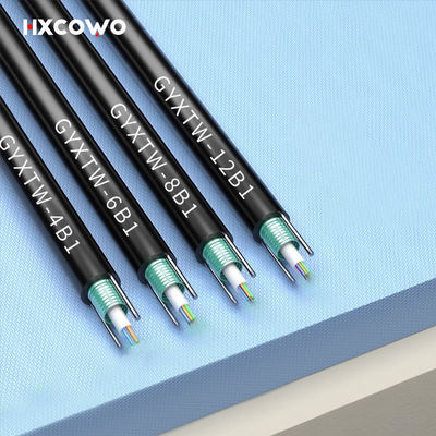 12 inti G657A G652D GYXTW Kabel Udara Luar Kabel Baja FTTH Kabel Serat Optik Lapis baja