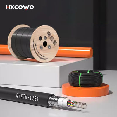 High Speed HXCOWO Aerial Single Mode GYXTW Outdoor 12Core G652D Tube HDPE Jacket Armoured Fiber Optical Cable